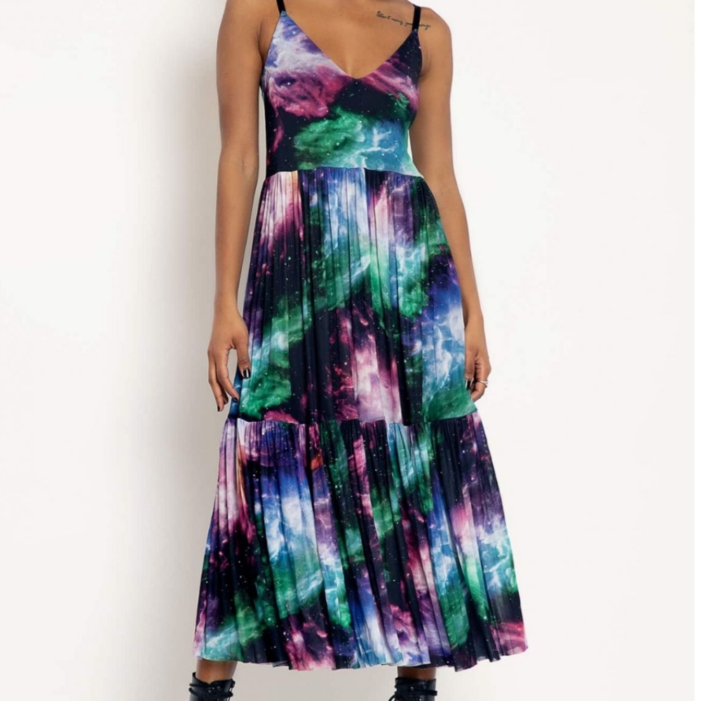 GALAXY BUTTERFLY SHEER MIDAXI DRESS - LIMITED